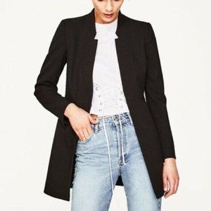 Zara Black Inverted Lapel Collar Blazer Jacket
